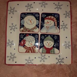 Large holiday snowman Debbie Mumm serving Platter